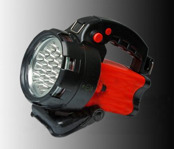 GSI Super-Quality Waterproof Long-Life Rechargeable Spotlight - Lamp Of 19 High Powered LED Bulbs - Flashing/Warning Function - Built In Flashlight Battery, Includes Home and Car Charger - For Camping, Job Sites, Emergencies and All Outdoor Activities
