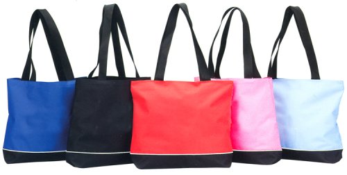 Shoulder Tote Bag with Zipper, Black