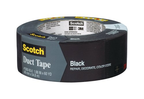 3M 1060-BLK Scotch Black Duct Tape, 1.88-Inch x 60-Yard, 1-Pack