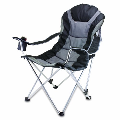 Picnic Time Portable Reclining Camp Chair, Black/Gray