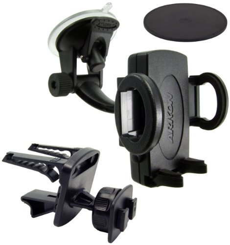 Arkon Universal Mini Grip Windshield with Dashboard and Vent Mount for Mobile Phones and Smartphones (Black)