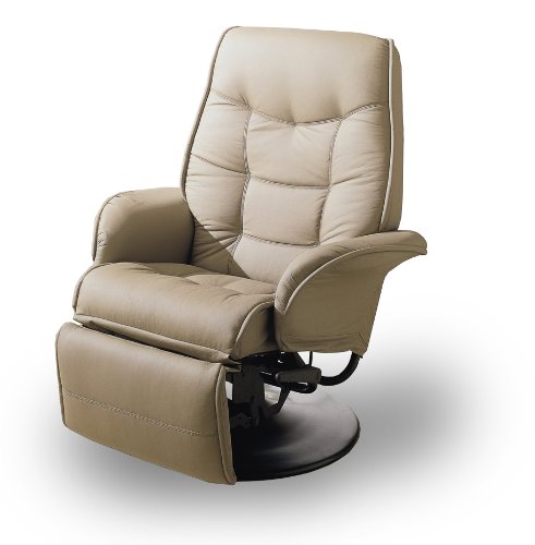 Light Brown Leatherette Swivel Recliner Chair w/Tilt Back Function