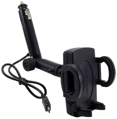 Arkon MICRO Universal Lighter Socket Mount with Micro USB Charge Cable for Mobile Phones and Smartphones (Black)