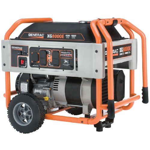Generac 5747 XG8000E 10,000 Watt 410cc OHV Gas Powered Portable Generator With Wheel Kit And Electric Start