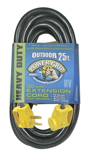 Camco 55191 RV 25′ PowerGrip Electrical Powercord with Handle